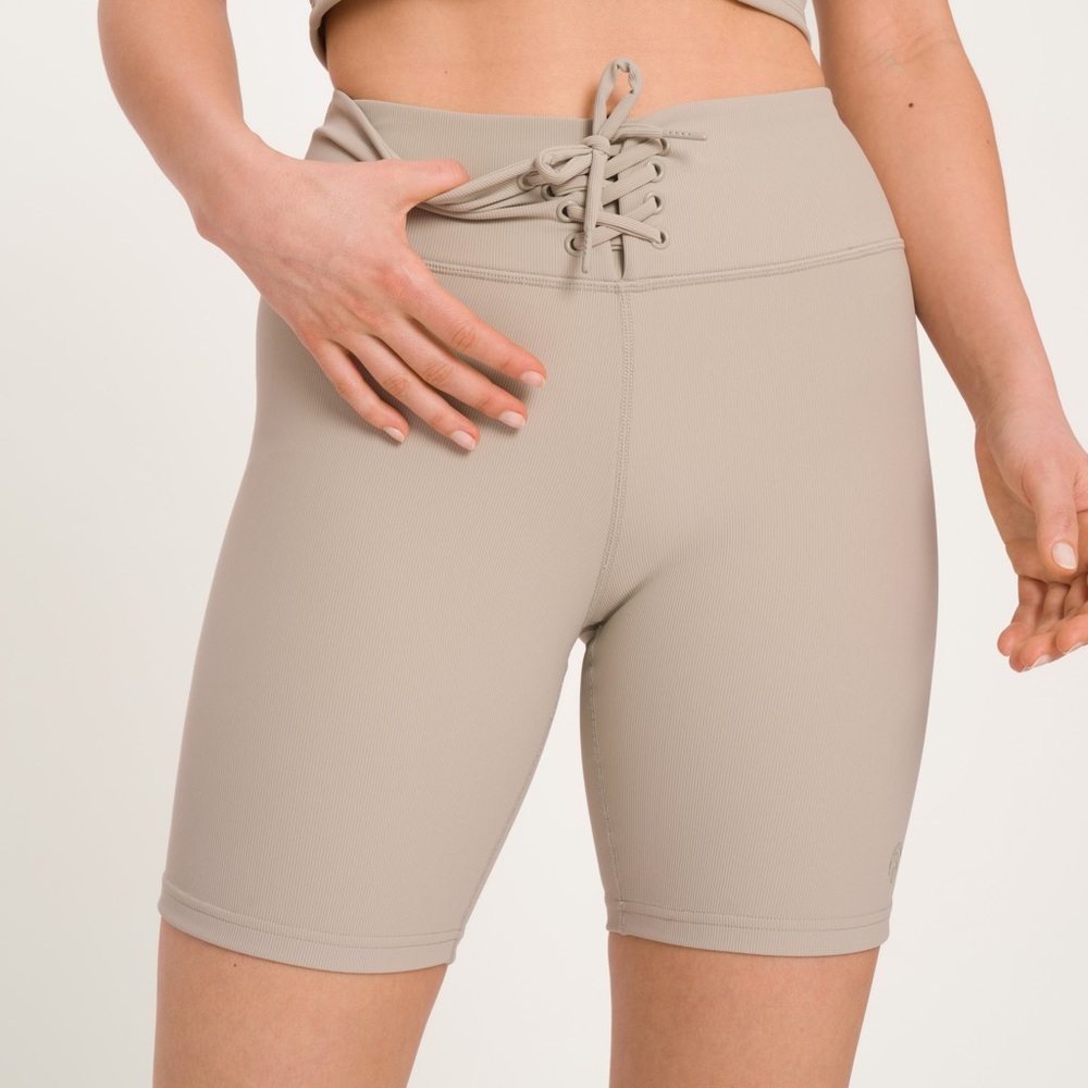 925fit Beige Lace-Up Bike Shorts
